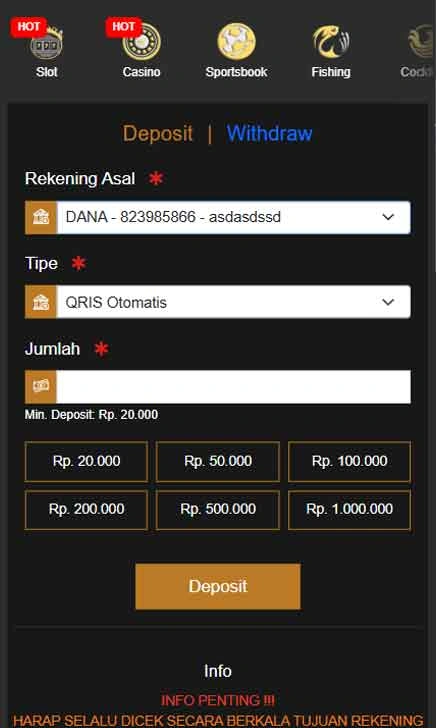 cara deposit Login Slot Freechip 20 ribu